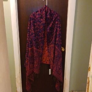 Mexicali Blues Purple and Red Buta Paisley Blanket Shawl